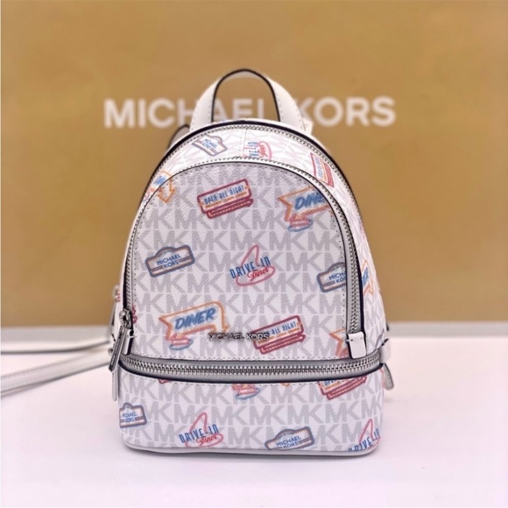 Michael Kors Rhea Extra-Small convertible Backpack Crossbody Optic White